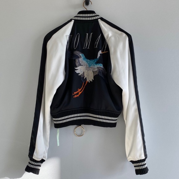 Off-White Jackets & Blazers - OFF WHITE souvenir embroidered satin bomber jacket